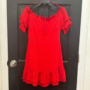 Sexy red ruffle dress, Size S